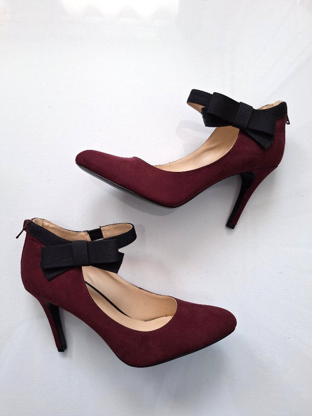 Nine West Bordeaux and Black Mary Jane Pumps